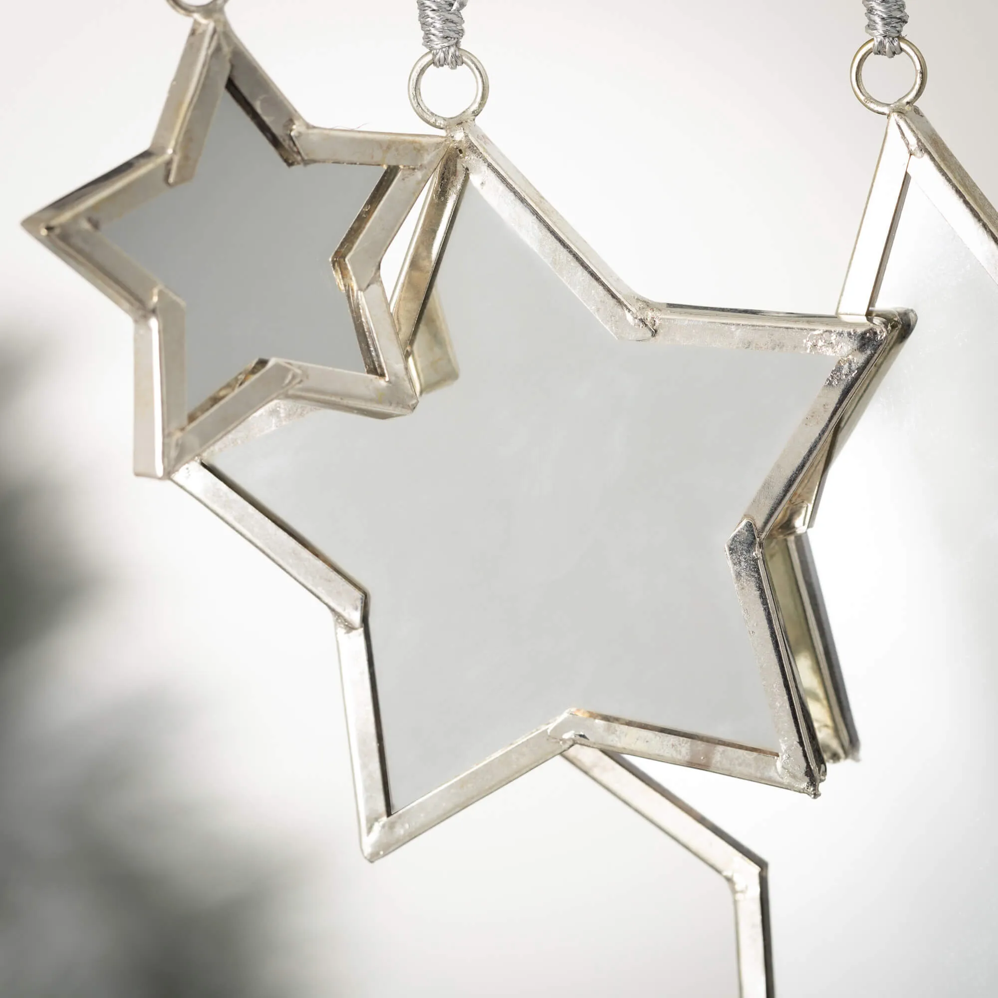 2"H, 3"H and 4.75"H Sullivans Mirrored Star Ornament - Set of 3, Clear Christmas Ornaments