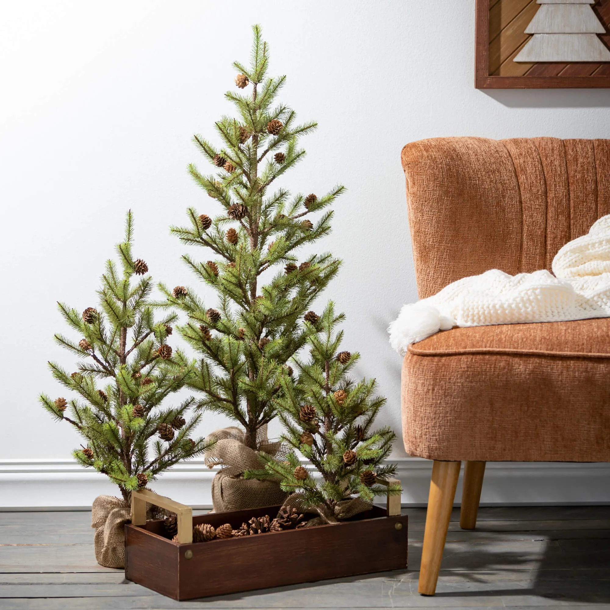 36"H Sullivans Large Pinecone Tree In Burlap, Green