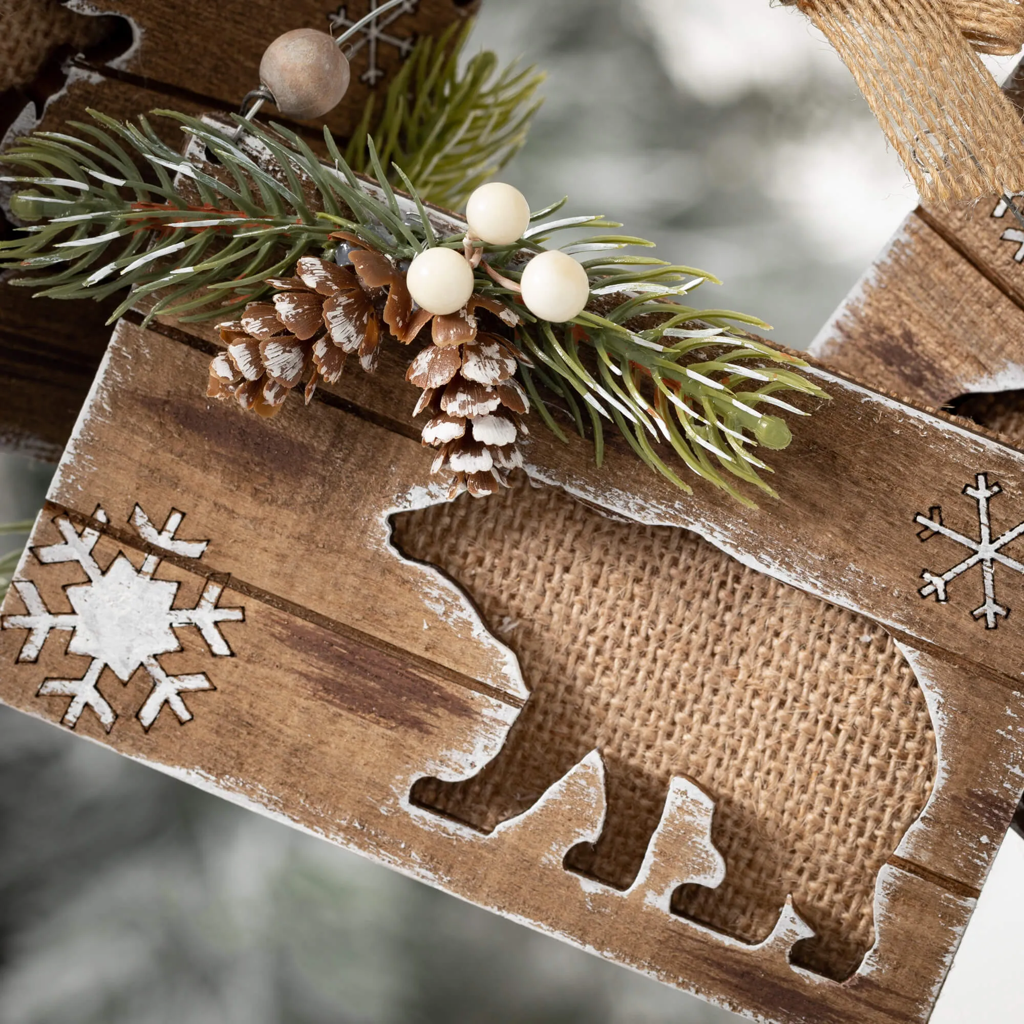 5.25"H Sullivans Woodland Ornament - Set of 3, White Christmas Ornaments
