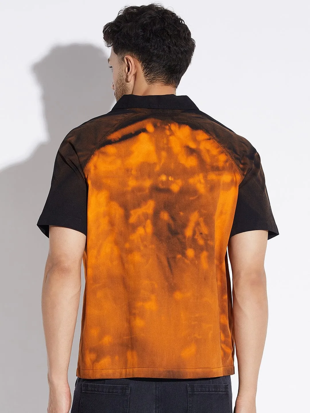 Black Bleach Zipped Shirt
