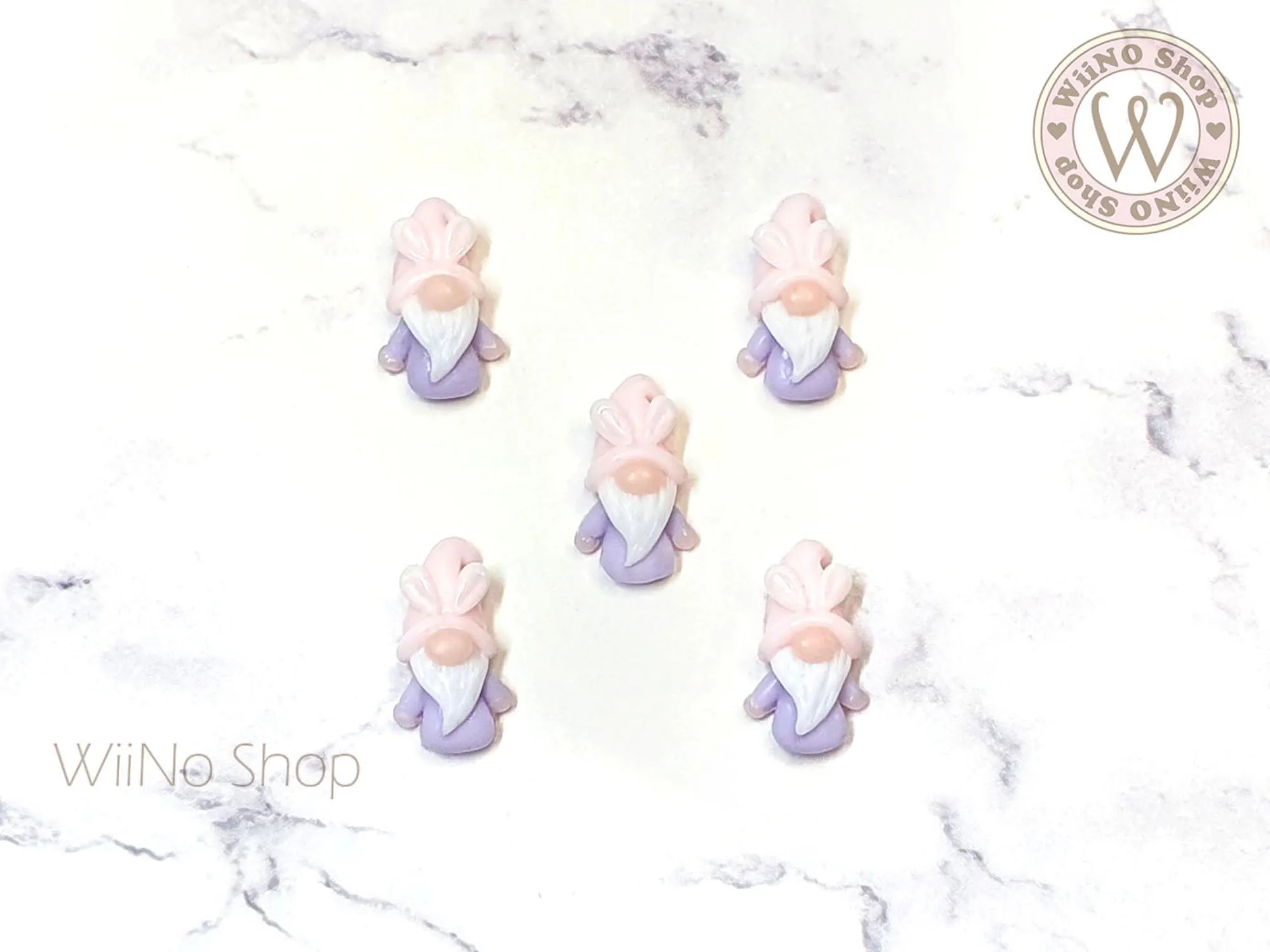 Bunny Hat Gnome 3D Handmade Nail Art Charm - 2 pcs