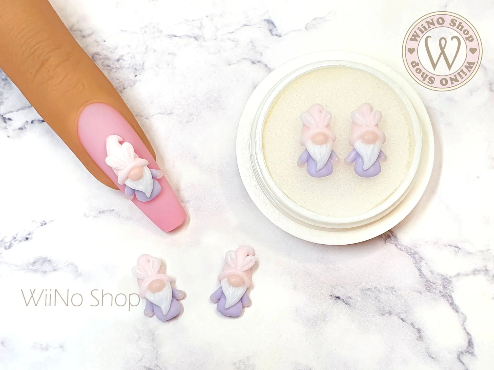 Bunny Hat Gnome 3D Handmade Nail Art Charm - 2 pcs