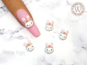 Flower Crown Bunny 3D Handmade Nail Art Charm - 2 pcs