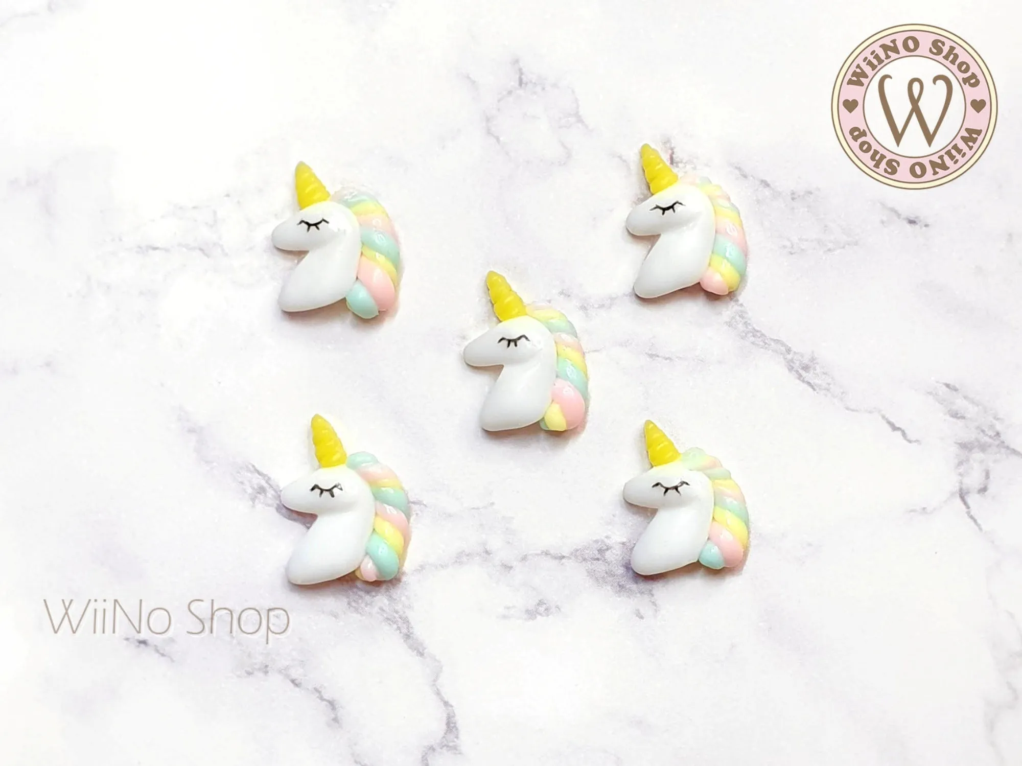 Marshmallow Unicorn 3D Handmade Nail Art Charm - 2 pcs