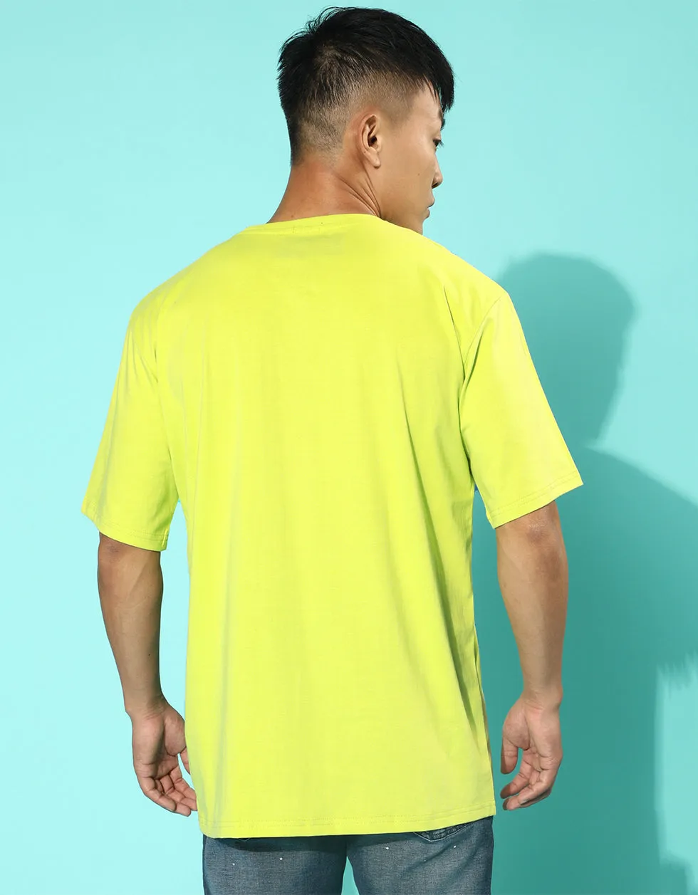 Mickey Green Oversized Front Graphic Printed Tshirt