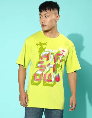 Mickey Green Oversized Front Graphic Printed Tshirt