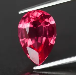 Sapphire | lab created, padparadscha color, pear cut 10x7 mm, 2.7ct, VS
