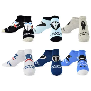 TeeHee Socks Men's Wedding Cotton No Show 6-Pack (51139)